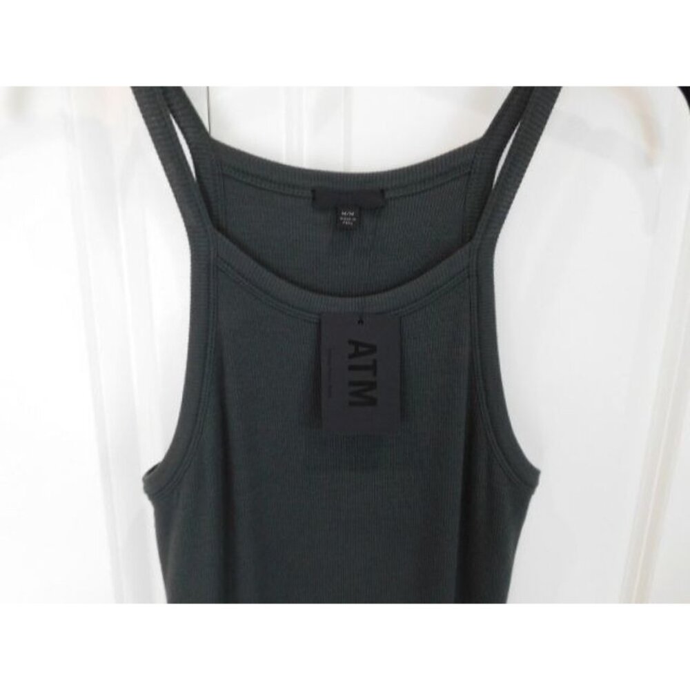 ATM Ribbed bodycon Tank Halter Dress NWT Size MEDIUM COAL Grey - Picture 11 of 13